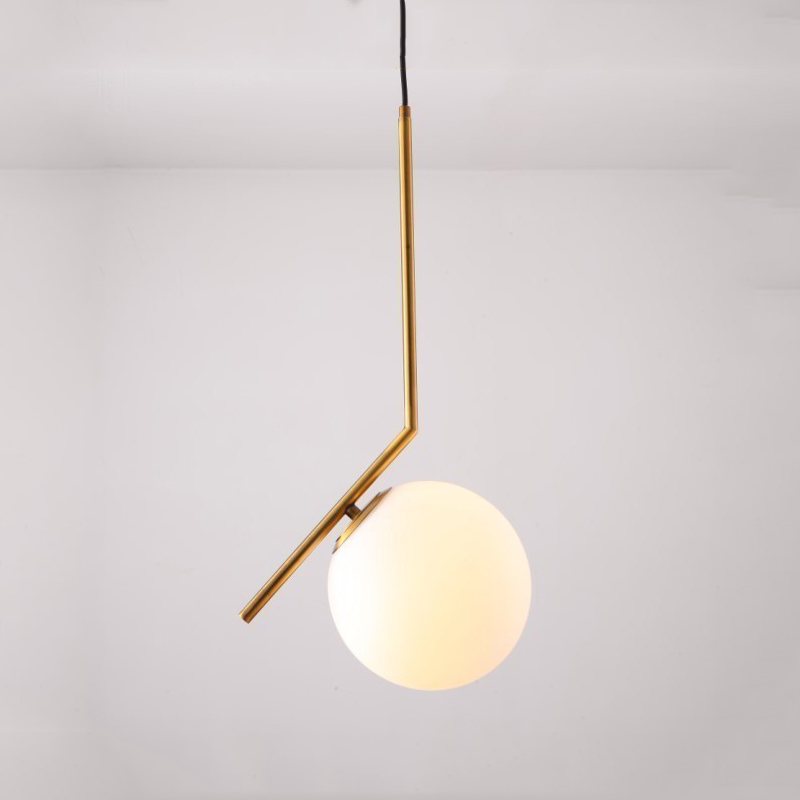 北欧后现代餐厅吊灯玻璃圆球服装店黄铜轻奢金简约单头卧室床头灯