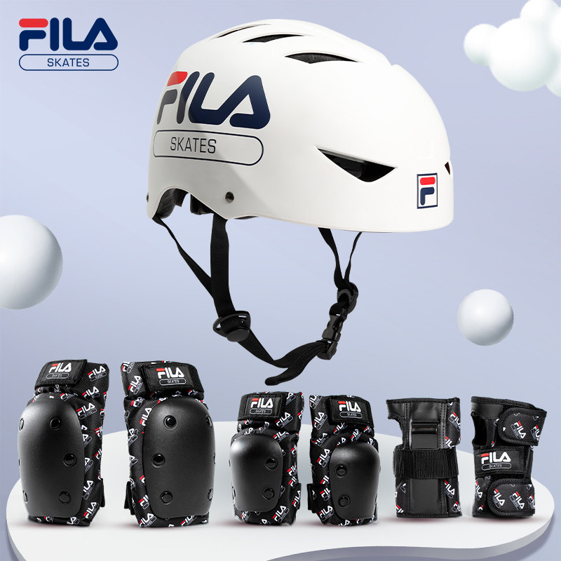 Fila滑板护具套装轮滑儿童头盔成人骑行平衡车护肘护膝专业斐乐2
