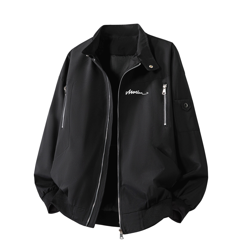 MZAO 美式高街高级感品牌Logo字母印花宽松立领防风保暖休闲夹克