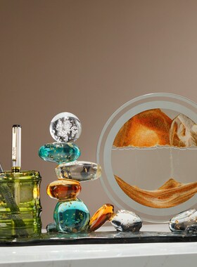 节节高升流沙画摆件笔筒高级感卧室书房工L位办公室装饰送老师长