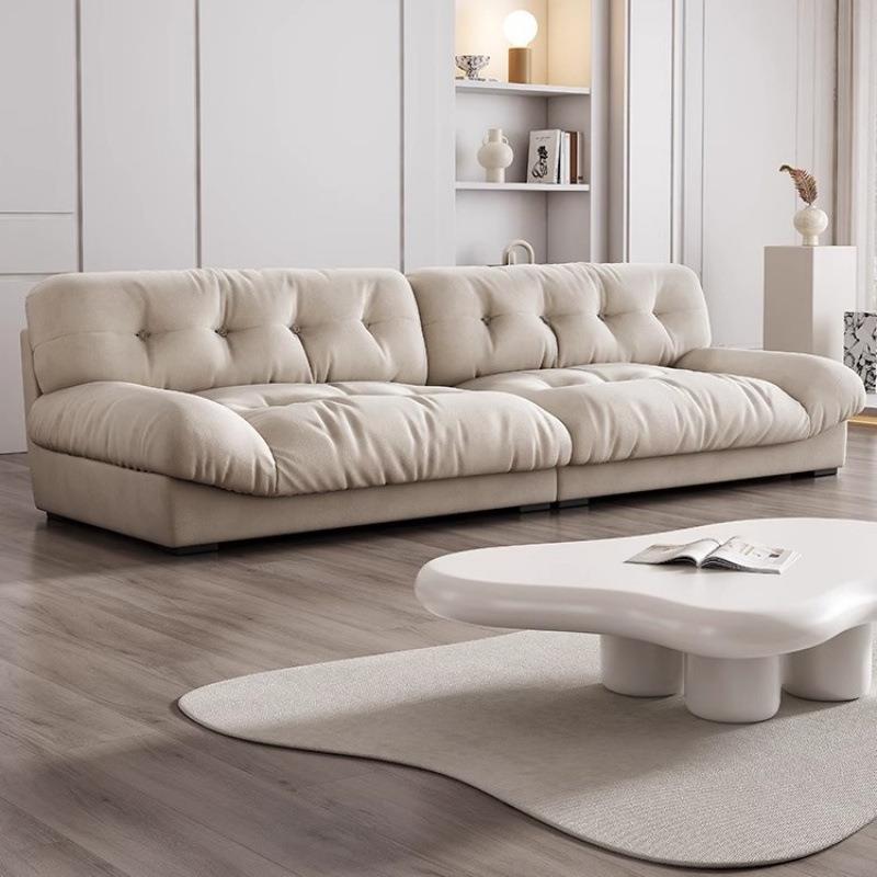 奶油风现代简约客厅小户型猫抓布直排羽绒baxter布艺沙发