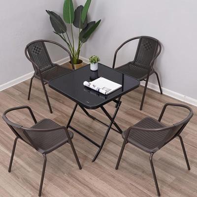 户外桌椅庭院可折叠玻璃组合休闲室外桌子奶茶店防水防晒套装露营