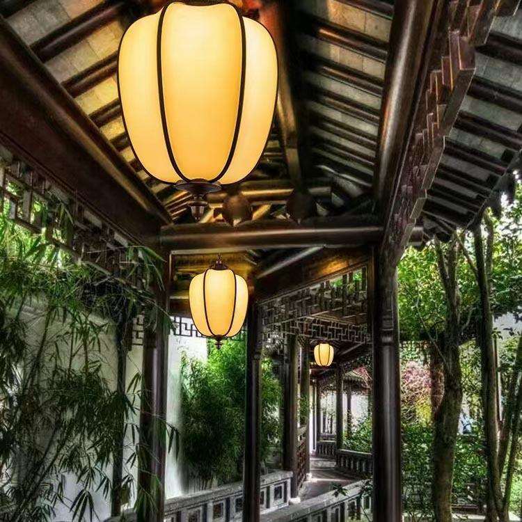室外led灯具杨桃仿古吊灯仿云石中式吊灯别墅庭院小区户外灯简约