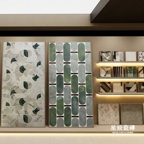 大理石拼花墙地砖600x1200客饭厅民宿酒店O连锁工程化妆室彷古磁