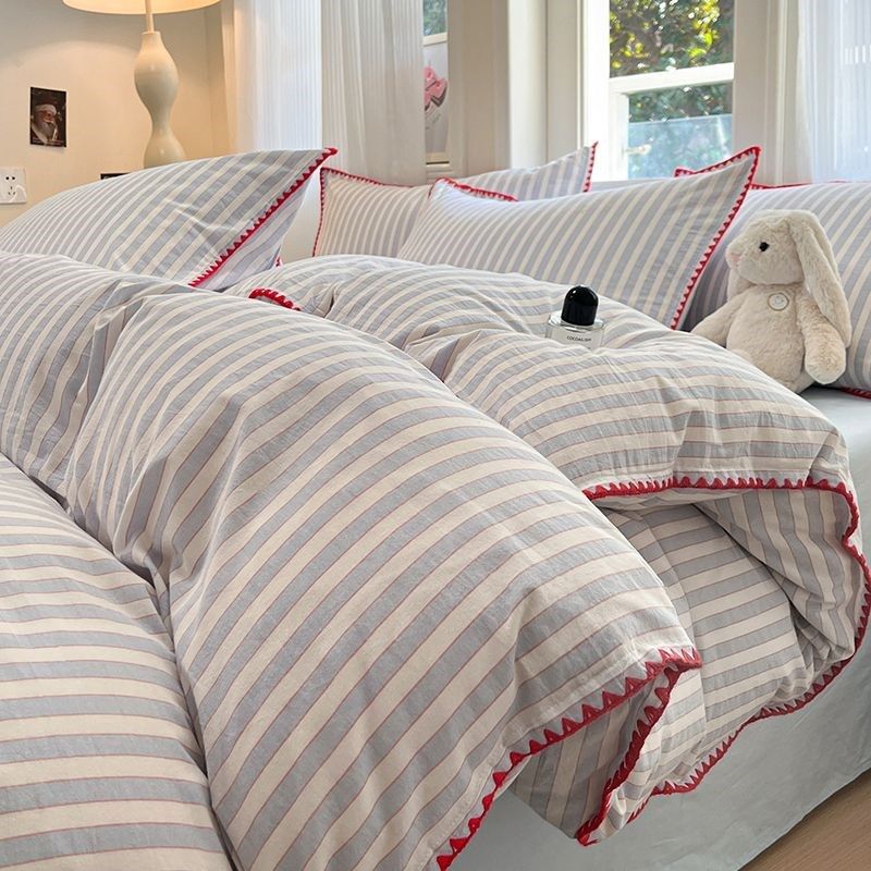 A类60支长绒棉全棉水洗棉四件套宿舍纯棉床单三件套纯色被套4件套,床上用品,学生床品套件,淘宝优惠券,粉丝福利购,淘宝优惠卷