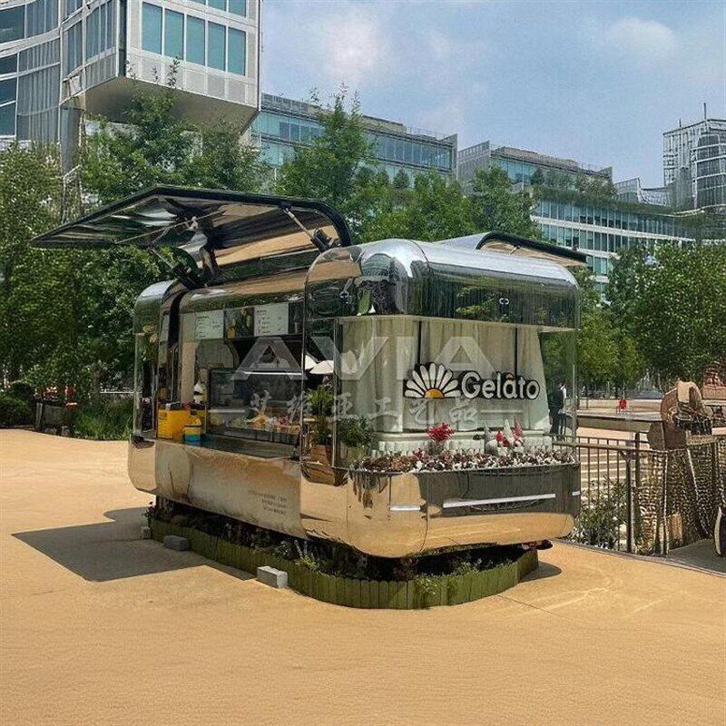 镜面不锈a钢云仓飞机翼餐车商用餐厅移动商业街景区摆摊奶茶咖啡