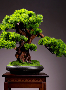 客厅仿真植物盆景室内迎客松v绿植盆栽大型假树桌面微景观装饰摆