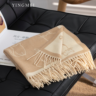 盈妹童趣丨猫咪图案围巾冬季女保暖加厚空调房披肩外搭可爱送朋友