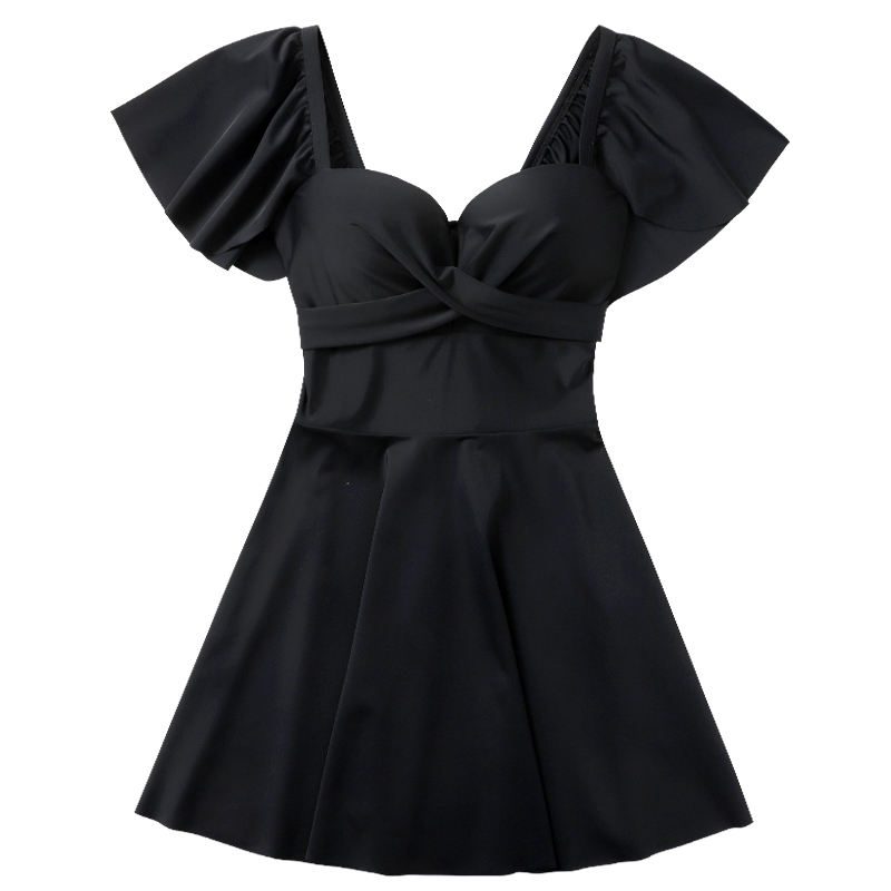 泳衣女连体裙式保守显瘦遮肚大胸小胸钢托聚拢平角泡温泉大码泳装