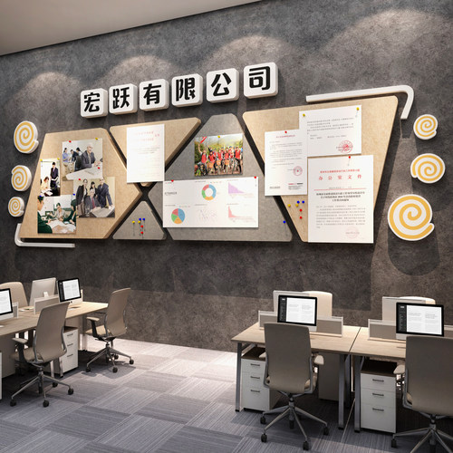 毛毡板公告栏企业文m化墙面办公室装饰公司员工风采展示互动照片