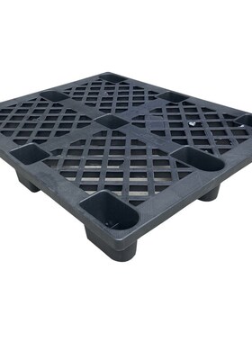 新款黑色塑料托盘网格九脚叉车塑胶卡板防潮垫货地台板货柜出货pa