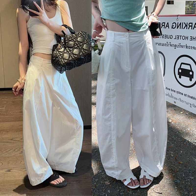 慵懒风宽松显瘦时尚气r球裤阔腿裤女韩版极简风百搭九分裤萝卜裤