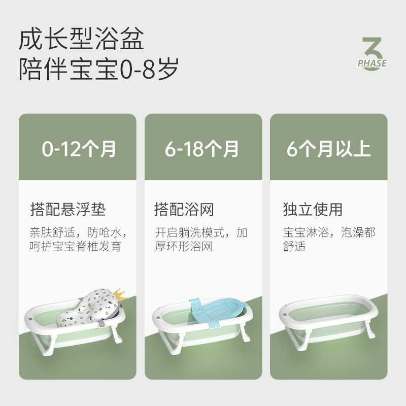 婴儿洗澡盆儿童可折叠浴盆家用大号宝宝坐躺沐浴盆小孩感温泡澡桶
