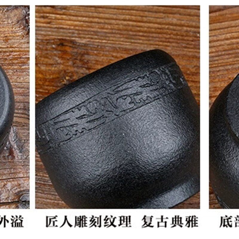 天然乌金石龙纹捣蒜器老式石臼家用研磨剥蒜压蒜打蒜泥擂钵捣药罐