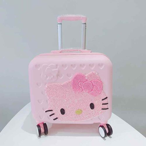 儿童猫咪行李箱16寸子母旅行箱少女心粉M色贴钻拉杆箱学生登机箱