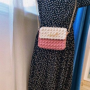 毛线手工编织包包dioy材料包制作手编手织勾线扁平线网红可爱泫雅