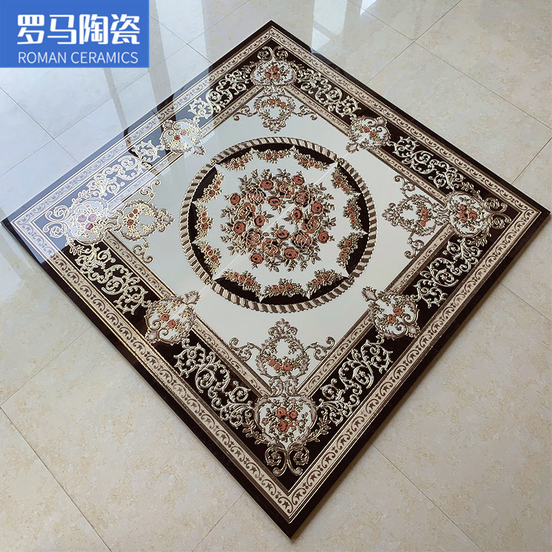 客厅拼花地砖800x800 玄关微晶石拼花瓷砖饭厅入户玄关地花拼图砖