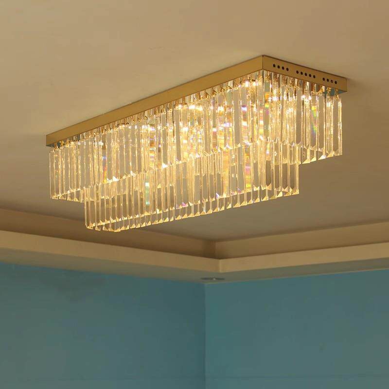 长方形吸顶水晶灯现代轻奢餐厅简约饭厅过道走廊吧台高档大气灯具