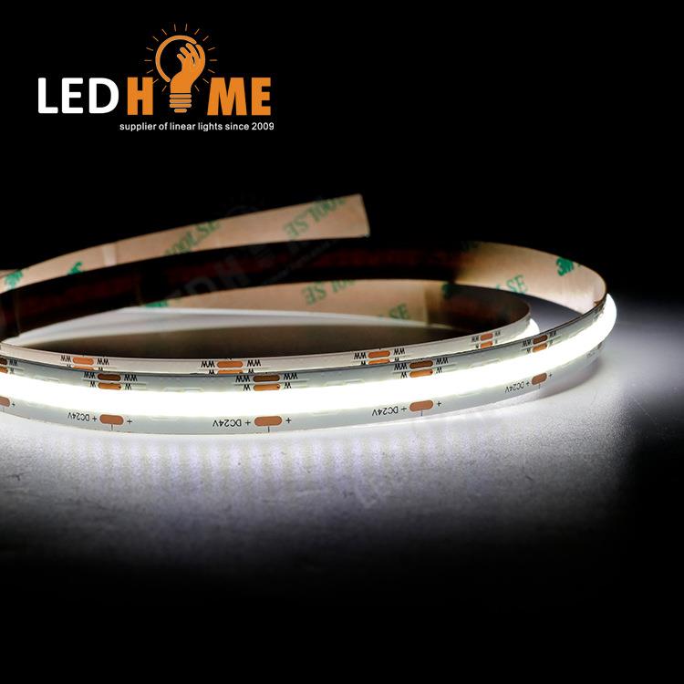 低压恒温COB双色CCT灯带24V608LED冷白加暖白变光可调光超薄