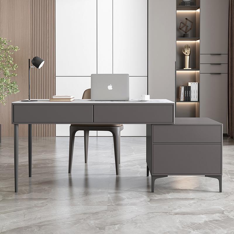 轻奢岩板书桌现代简约台式电脑桌办公学习桌小户型家用书房写字台