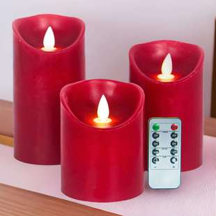 酒红色led电子蜡烛灯摇摆灯芯直径8cm高度10 15cm无焰蜡烛 12.5