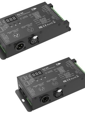 D4-XE 4通道DMX512/RDM解码器3针5针 12-48V 1152W数码显示对数选