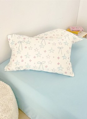 浅蓝的心事 原创千禧风插画100全棉D枕套枕芯罩74*48cm单只蓝色系