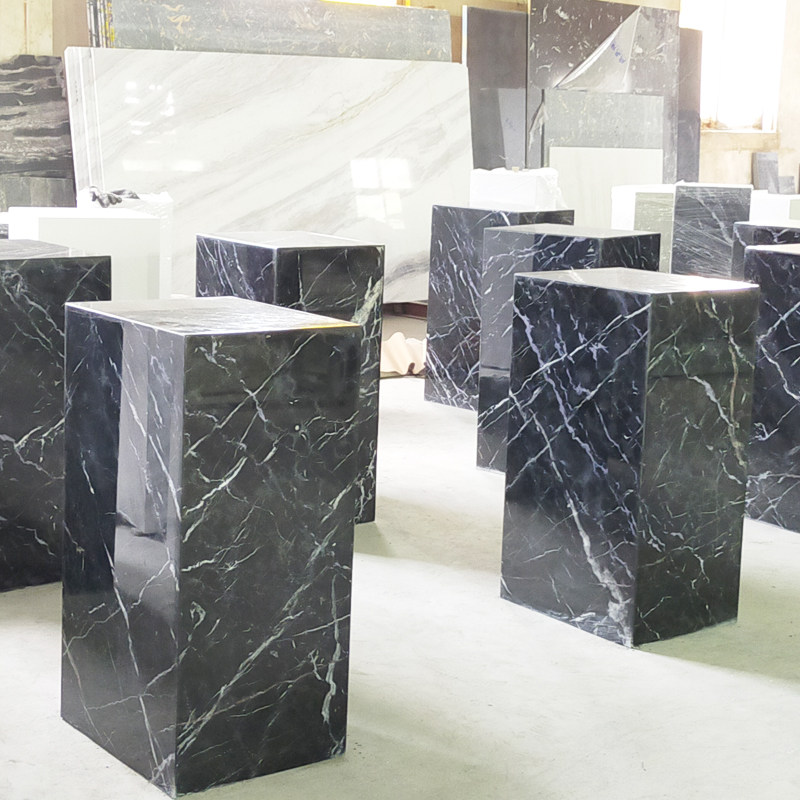 天然黑白根大理石底座基座玄关落地雕塑摆台酒店售楼W处摆件展示