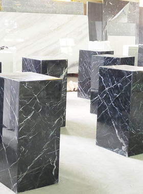 天然黑白根大理石底座基座玄关落地雕塑摆台酒店售楼W处摆件展示