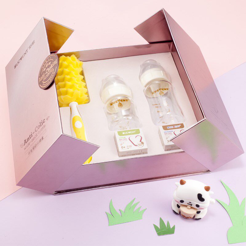 礼盒装舒婴防胀气防呛奶瓶大宝宝一岁以上宽口径新.生婴儿玻璃