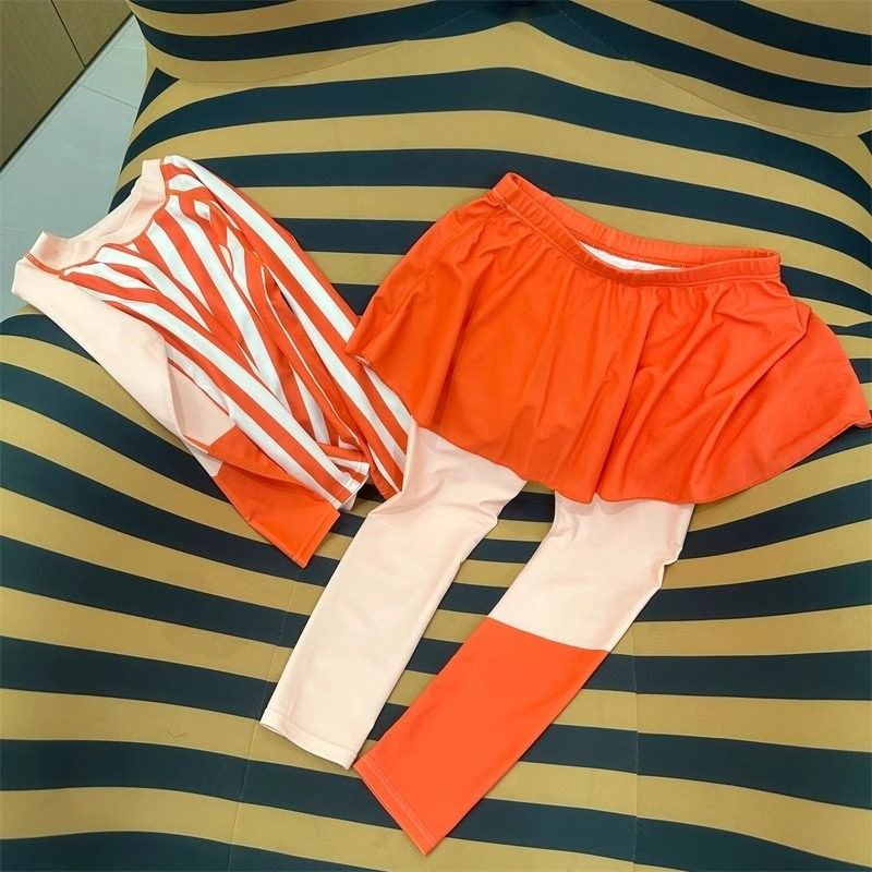 女宝宝泳衣甜美防晒女孩中小童学生保守裙L式儿童泳装分体套装夏