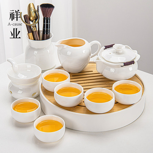 德化羊脂玉c白瓷功夫茶具套装家用陶瓷中式茶壶茶杯办公室喝茶小