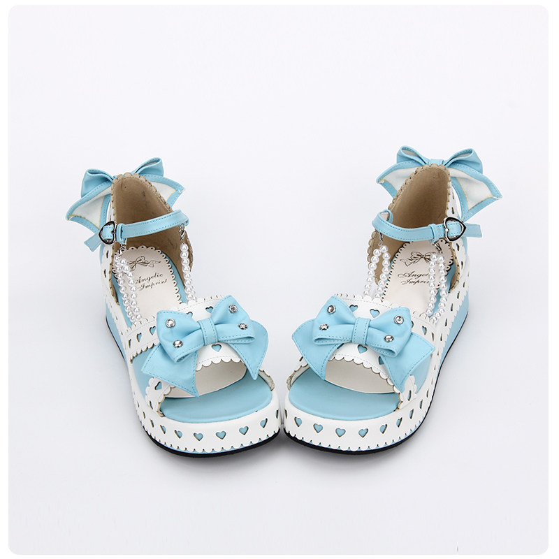 LOLITA  蝴蝶结  松糕跟甜美公主鞋 花边装饰 pu材质夏季凉鞋8439