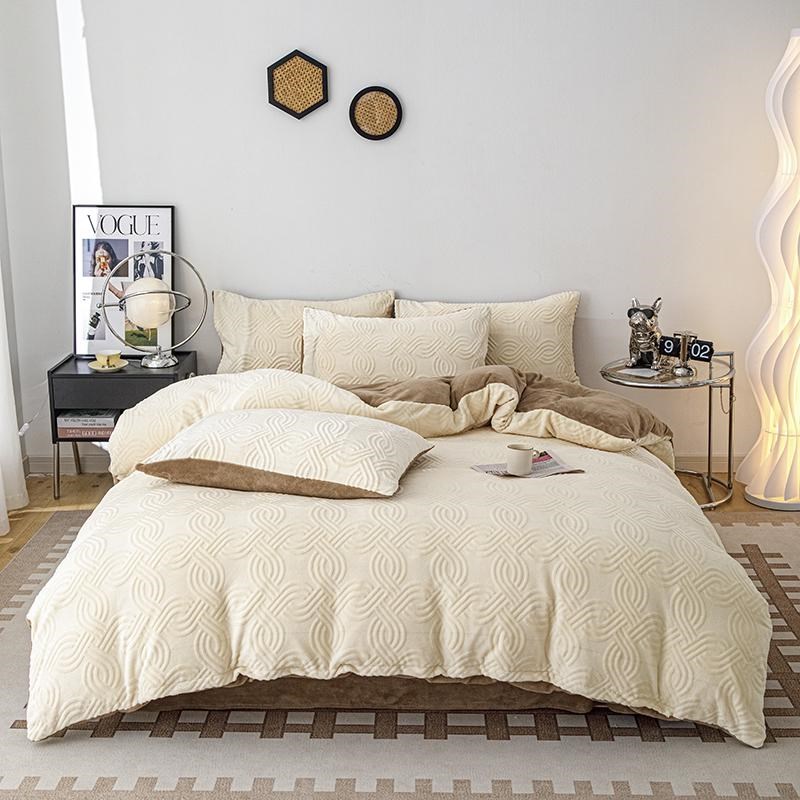 高奢定制款25年新款7D雕花绒四件套高克重保暖绒套件双人床上用品