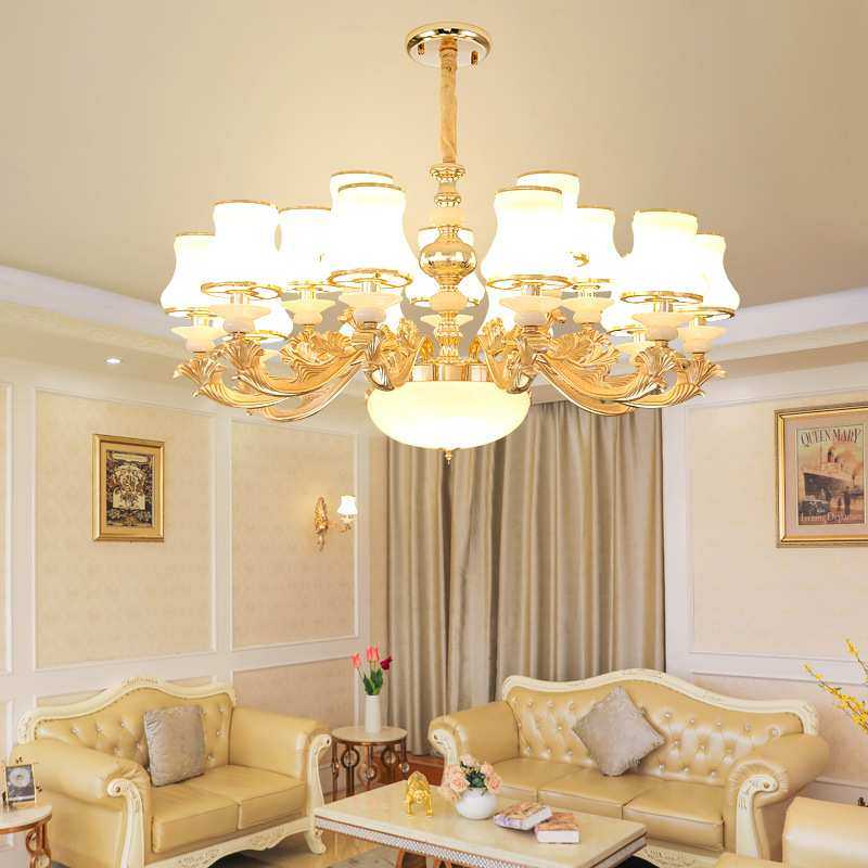 欧式吊灯客厅灯餐厅卧室灯2020新款简欧锌合金别墅吸吊两用吸顶灯