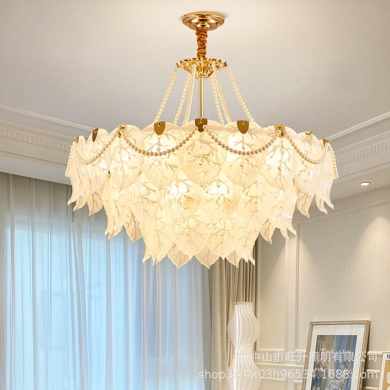 法式现代简约吊灯客厅灯复古珍珠玻璃灯家用创意网红卧室灯具