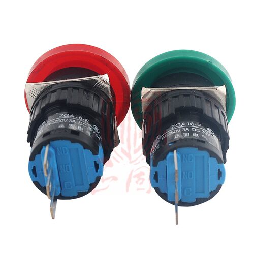 蘑菇头按钮开关LA16-11M AB6/LA128启动停止银点3脚6脚 开孔16mm