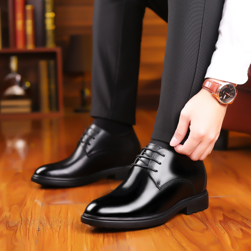 冬加绒男士增高鞋8cm内增高男鞋6cm商务12cm休闲皮鞋10cm结婚厚底