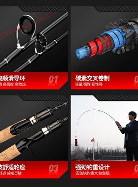 科迈龙秋木实心马口竿UL超软调碳素白条竿直枪柄杆纺车轮路亚竿