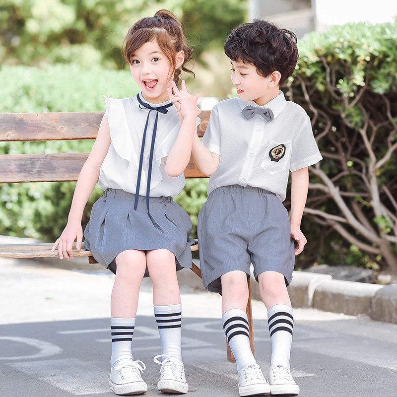 幼儿园园服夏装大l班毕业照服装儿童校服英伦学院风小学生班服套