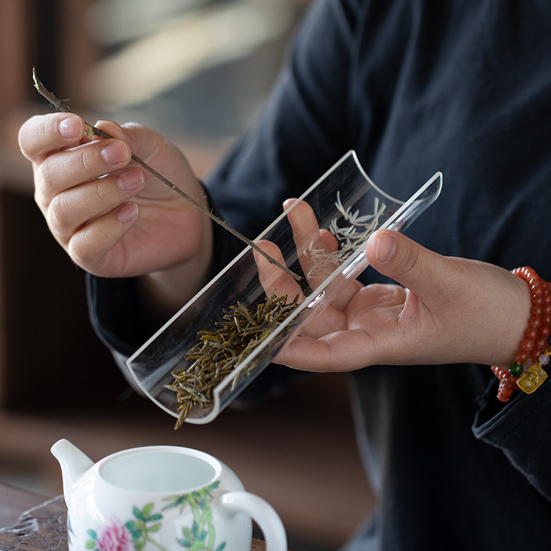 高硼硅玻璃茶则赏茶荷透明茶拨茶匙高硼硅M取茶茶道配件功夫茶具