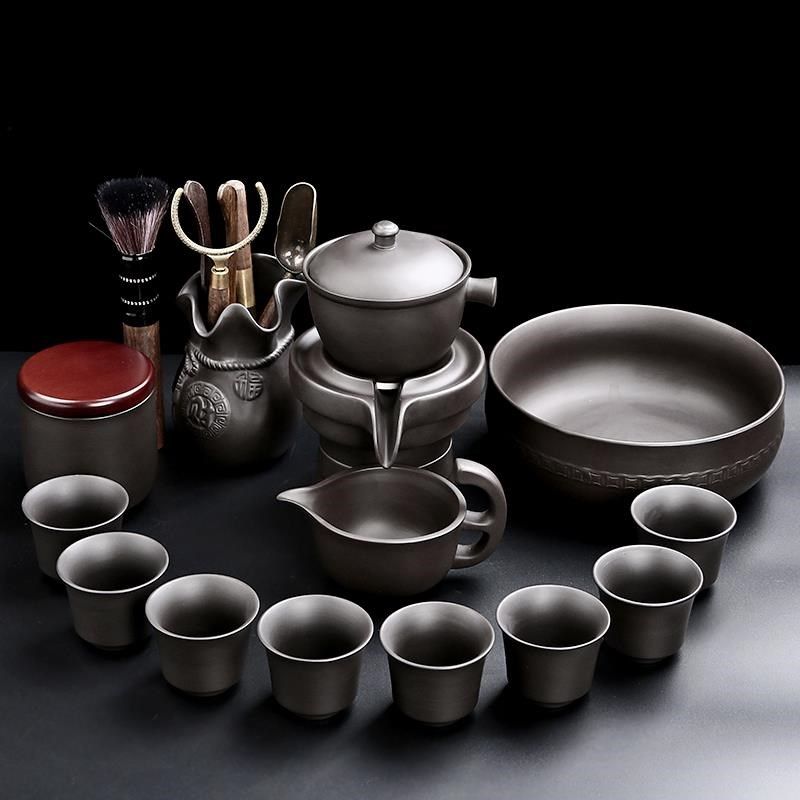 紫砂功夫茶具套装家用办公室会客防烫懒人石磨自动泡茶器茶壶茶杯,餐饮具,功夫茶具,淘宝优惠券,粉丝福利购,淘宝优惠卷