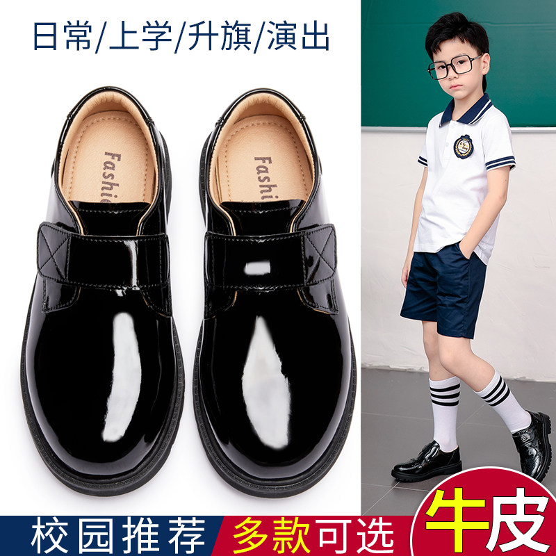 男童皮鞋软底表演新款演出黑色C男孩英伦风学生儿童鞋大童单鞋