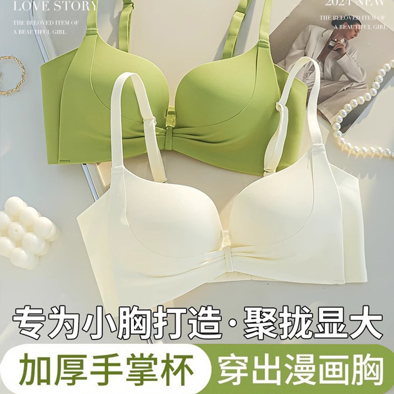 无痕内衣女d士加厚小胸聚拢收副乳防下垂显大2024新款无钢圈文胸