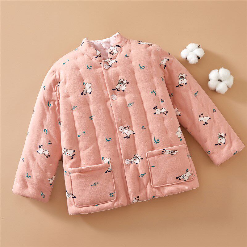 儿童手工花加厚保暖棉袄大童男女宝宝秋冬季居家外出内胆棉衣