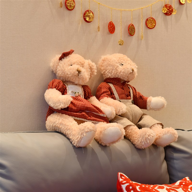 结婚婚礼压牀娃娃娃娃一对抱枕新婚礼物婚房公仔熊情侣摆件送新人