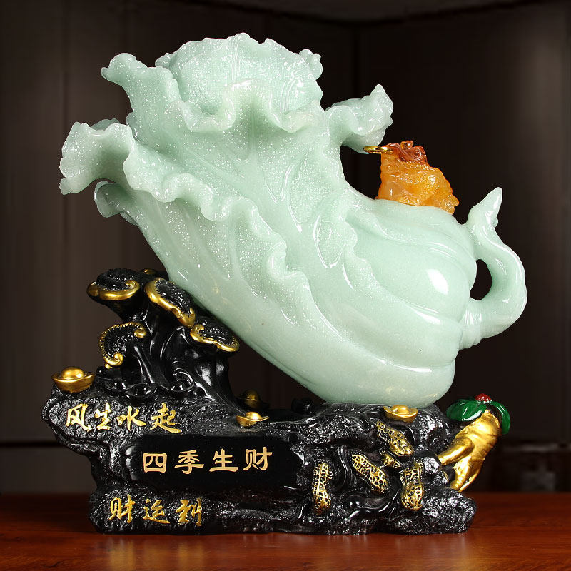 四季生财玉白菜摆件中式客厅酒柜玄关招财装饰品店铺开业乔迁礼物,家居饰品,装饰摆件,淘宝优惠券,粉丝福利购,淘宝优惠卷