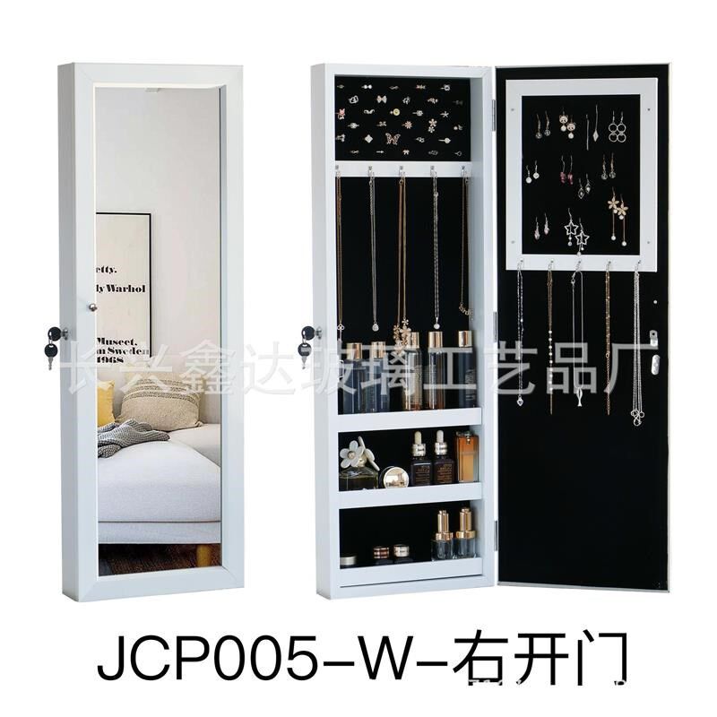 现代简约卧室穿衣镜p挂墙首饰柜实木试衣镜首饰收纳落地全身镜