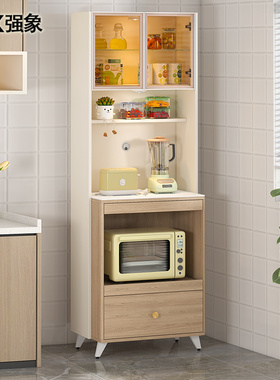 岩板餐边柜靠墙一体高柜厨房储物柜收纳窄柜烤箱微波炉茶水柜G292