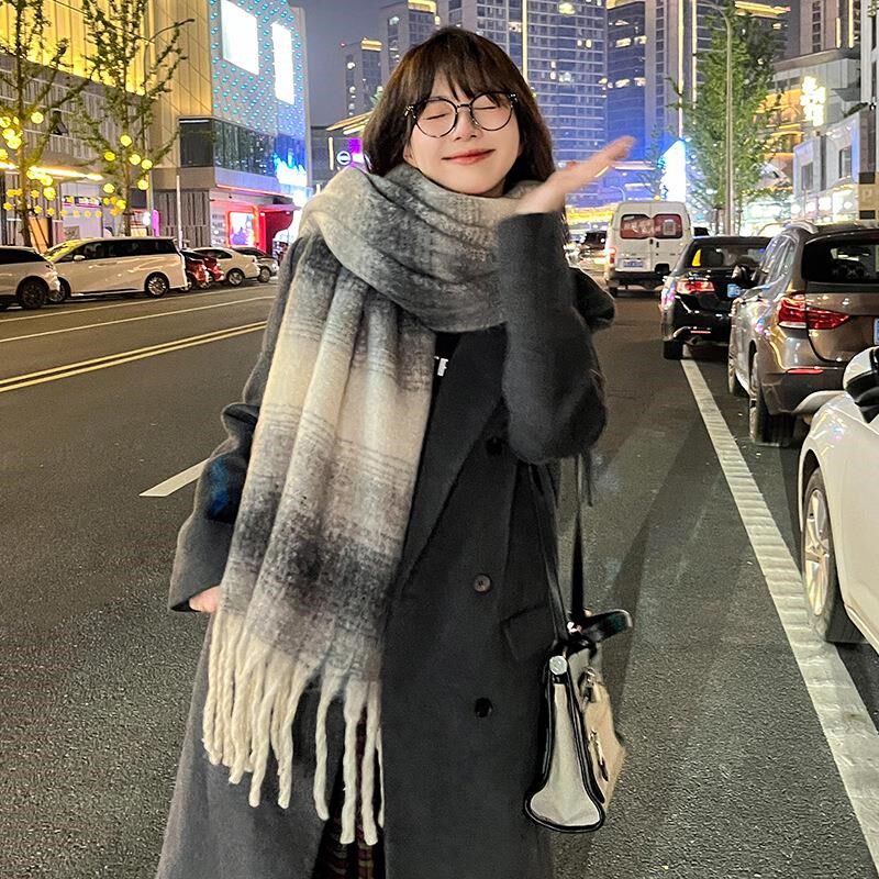 围巾女冬季韩版百搭马海毛秋冬加厚保暖学生长款2024新款围脖两用